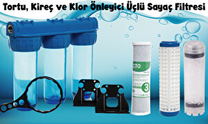 Sulook Daire Girişi 10" Tortu, Kireç ve Klor Önleyici Üçlü Sayaç Filtresi