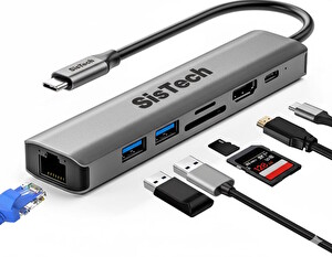 Ally BYL-2303 7 in 1 Dönüştürücü ÇoğAltıcı Hub - Type-C To 1000Mbps Ethernet 4K HDMI USB 3.0 PD100W SD-TF Cards