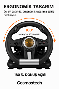 Resim Cosmostech PXN V3 Pro Pedallı 180 Derece Yarış Oyun Direksiyonu Seti Siyah - PC PS4 Xbox Switch Uyumlu 