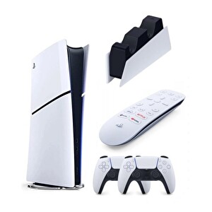 Sony Playstation 5 Slim Dijital 1 TB - 2. Dualsense Ps5 Kol - Şarj İstasyonu - Medya Kumandası Oyun Konsolu (İthalatçı Garantili)