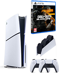 Resim Sony Playstation 5 Slim CD'li 1 TB İthalatçı Garanti + 2 Kol + Şarj istasyonu + Oyun 