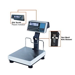 Tem Meb 150 KG 35x40 CM Fiyat Hesaplamalı Katlanır Boyun Terazi Baskül (Onaylı)
