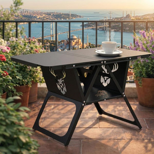 Fiways AXIS V2 Mat Siyah Metal Kamp Masası 1 mm Çelik Gövde