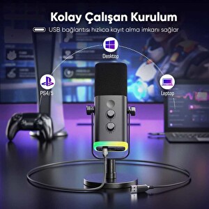 Fifine AM8 XLR USB RGB Dinamik Bilgisayar Oyuncu Yayıncı Mikrofonu