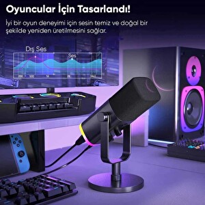 Fifine AM8 XLR USB RGB Dinamik Bilgisayar Oyuncu Yayıncı Mikrofonu