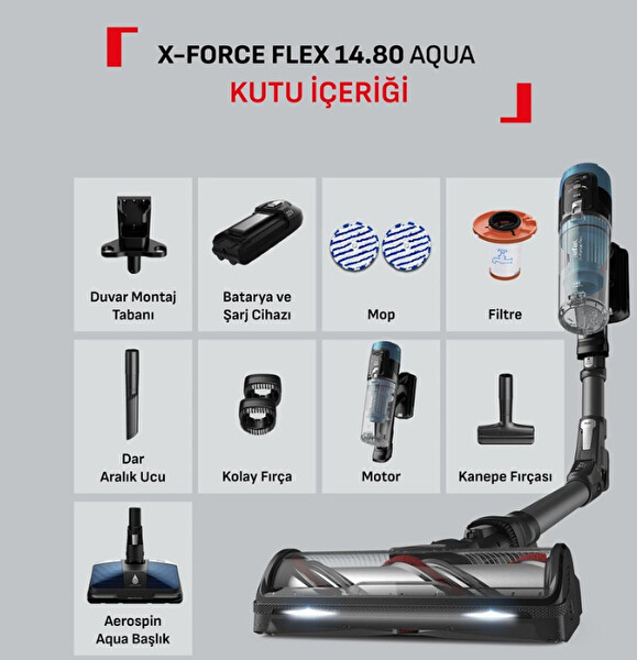Tefal TY9BC1WO X-Force Flex 14.80 Aqua Şarjlı Süpürge