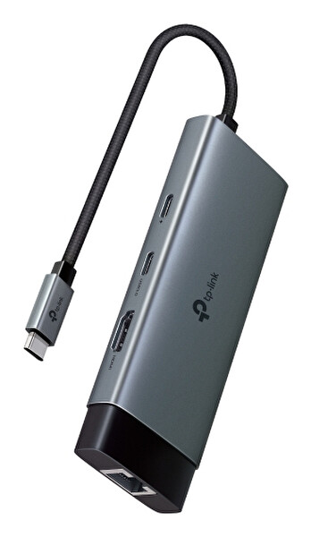 TP-Link UH6120C, 1 HDMI, 1 100W Hızlı Şarj Portu, 1 USB-C, 2 USB-A 3.0 Port ve Type C den Gigabit Ethernet Dönüştürücü
