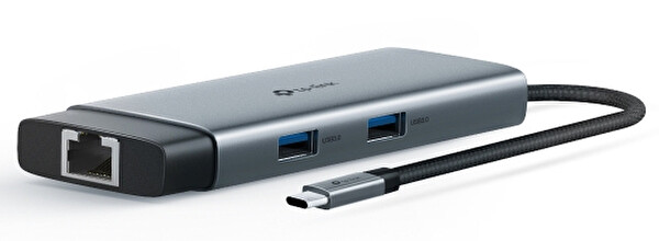 TP-Link UH6120C, 1 HDMI, 1 100W Hızlı Şarj Portu, 1 USB-C, 2 USB-A 3.0 Port ve Type C den Gigabit Ethernet Dönüştürücü