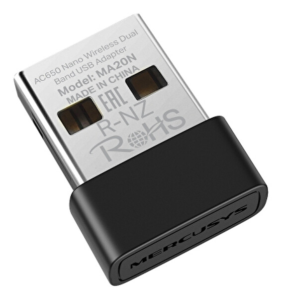 Mercusys MA20N, AC650 Mbps Kablosuz Dual-Band Nano USB Adaptör