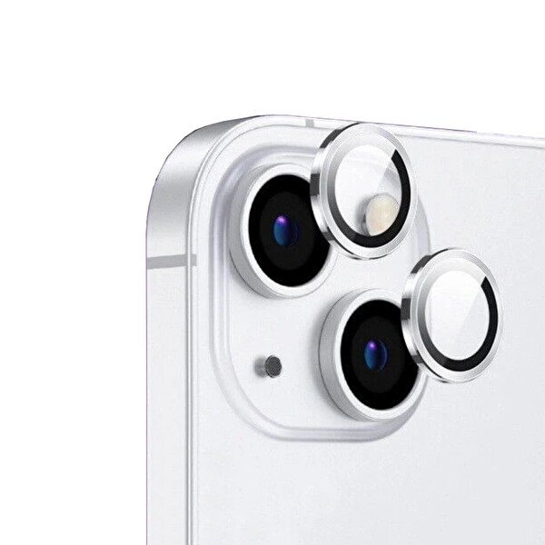 Zore Apple iPhone 13 Cl 12 Premium Safir Parmak İzi Bırakmayan Anti Reflective Kamera Lens Koruyucu Gümüş