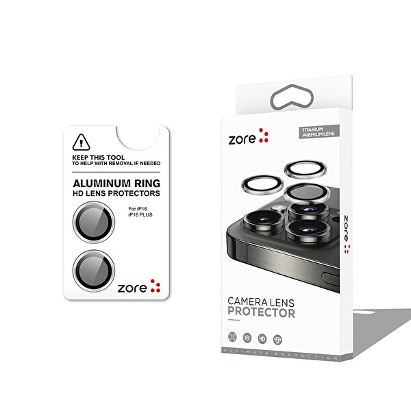 Zore Apple iPhone 16 Cl-12 Premium Safir Parmak İzi Bırakmayan Anti-Reflective Kamera Lens Koruyucu Gümüş