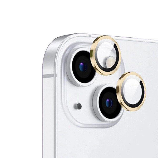 Zore Apple iPhone 15 Cl-12 Premium Safir Parmak İzi Bırakmayan Anti-Reflective Kamera Lens Koruyucu Sarı