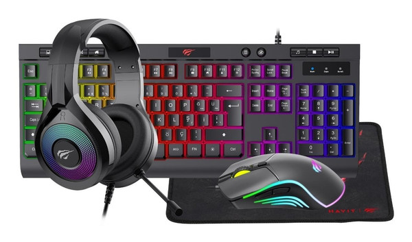 Havit KB887CM Combo RGB Gaming Paketi Klavye, Kulaklık, Mouse ve Pad