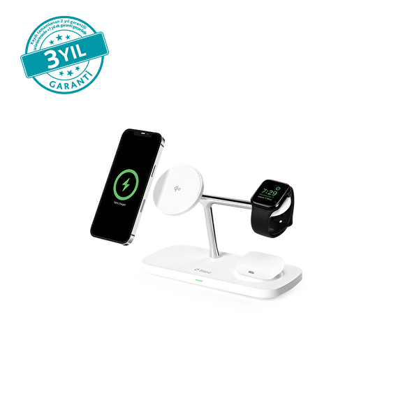 Ttec 2Ks37B Aircharger Trio Pro Qi2/Magsafe Özellikli 15W iPhone/Android Özellikli 3’ü 1 Arada iPhone + Apple Watch + Airpods