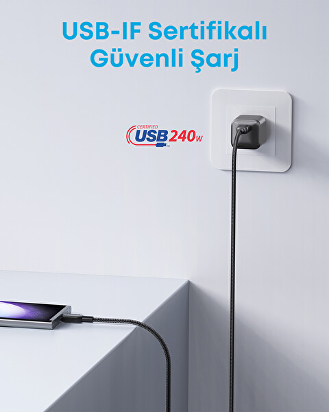 Anker USB-C To C 1M 240W Kablo Siyah A81C5