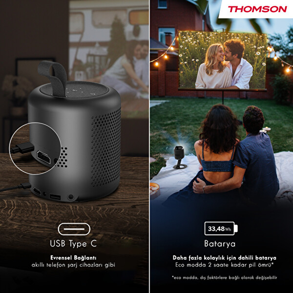 Thomson Vega PG35B Google TV LED Taşınabilir 4K Projektor 6