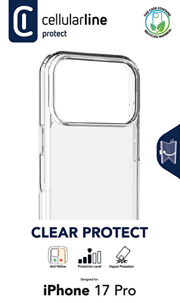 Cellularline iPhone 17 PRO Clearduo  Antibakteriyel Şeffaf Kılıf 2