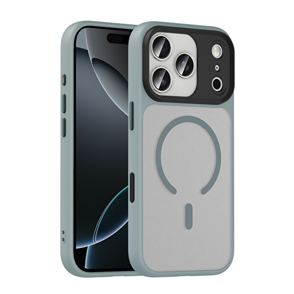 Zore Flet MagSafe iPhone 17 Pro Max Gri Sert Kapak