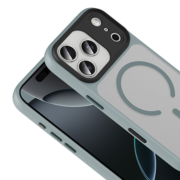 Zore Flet MagSafe iPhone 17 Pro Max Gri Sert Kapak 3
