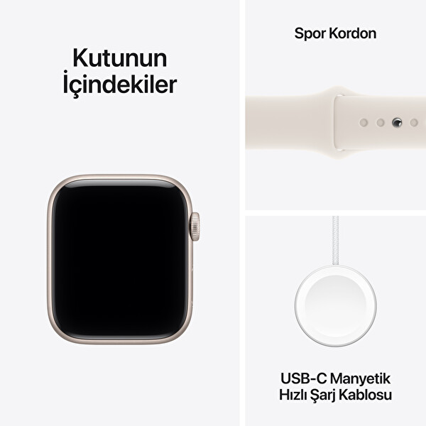 Apple Watch SE 3 GPS 40mm Yıldız Işığı Alüminyum Kasa ve Yıldız Işığı Spor Kordon - M/L