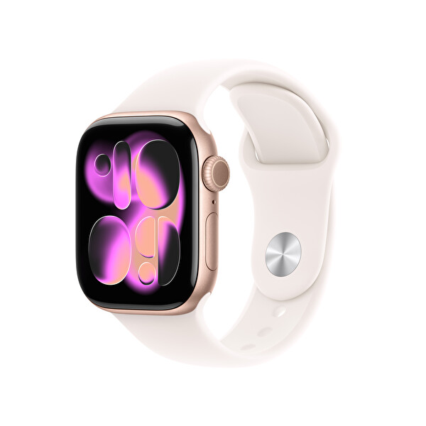 Apple Watch Series 11 GPS 42mm Roze Altın Alüminyum Kasa ve Bulut Pembesi Spor Kordon - S/M