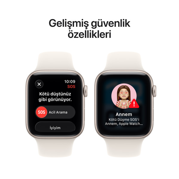 Apple Watch SE 3 GPS 44mm Yıldız Işığı Alüminyum Kasa ve Yıldız Işığı Spor Kordon - S/M