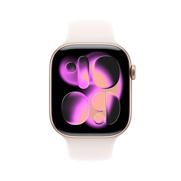 Apple Watch Series 11 GPS 46mm Roze Altın Alüminyum Kasa ve Bulut Pembesi Spor Kordon - S/M