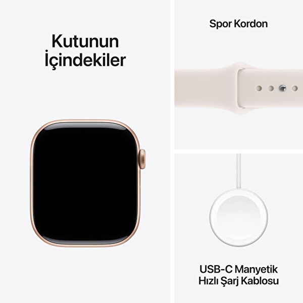 Apple Watch Series 11 GPS 46mm Roze Altın Alüminyum Kasa ve Bulut Pembesi Spor Kordon - S/M