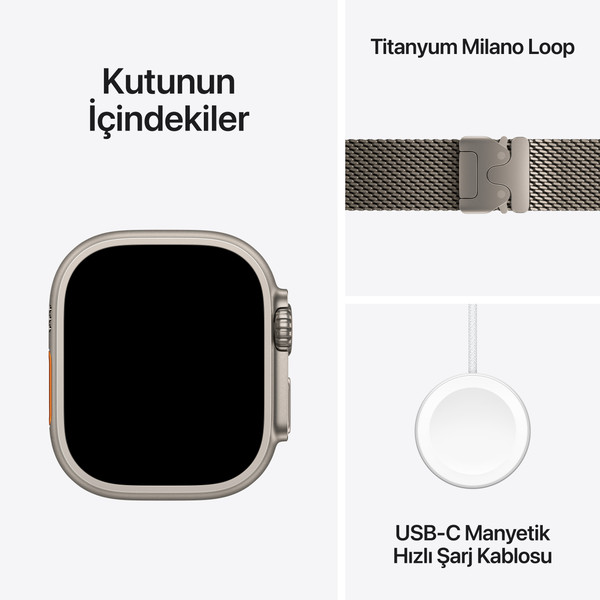 Apple Watch Ultra 3 GPS + Cellular 49mm Natürel Titanyum Kasa ve Natürel Titanyum Milano Loop   Orta 7