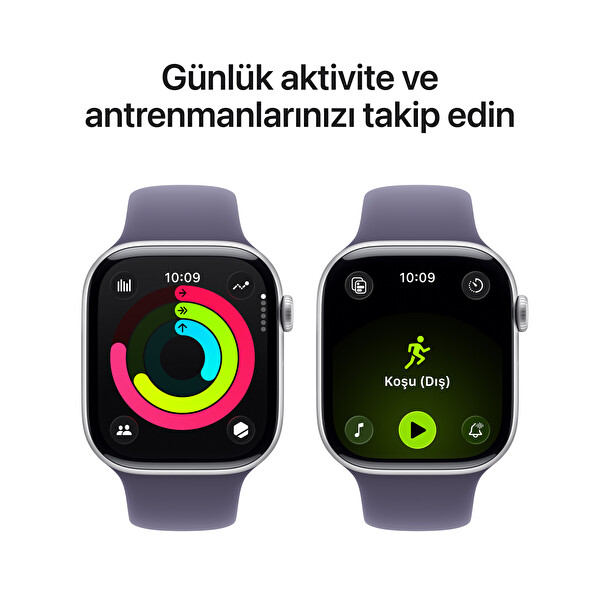Apple Watch Series 11 GPS 42mm Gümüş Alüminyum Kasa ve Sis Moru Spor Kordon - M/L