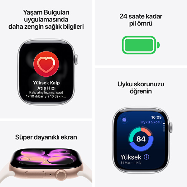 Apple Watch Series 11 GPS 46mm Simsiyah Alüminyum Kasa ve Siyah Spor Kordon - S/M