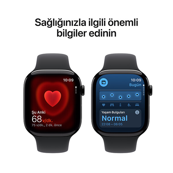 Apple Watch Series 11 GPS 46mm Simsiyah Alüminyum Kasa ve Siyah Spor Kordon - S/M