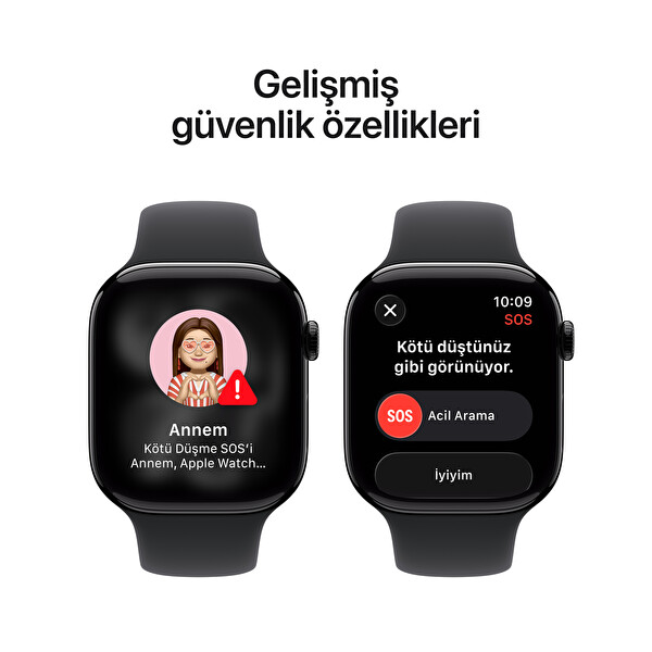 Apple Watch Series 11 GPS 46mm Simsiyah Alüminyum Kasa ve Siyah Spor Kordon - S/M