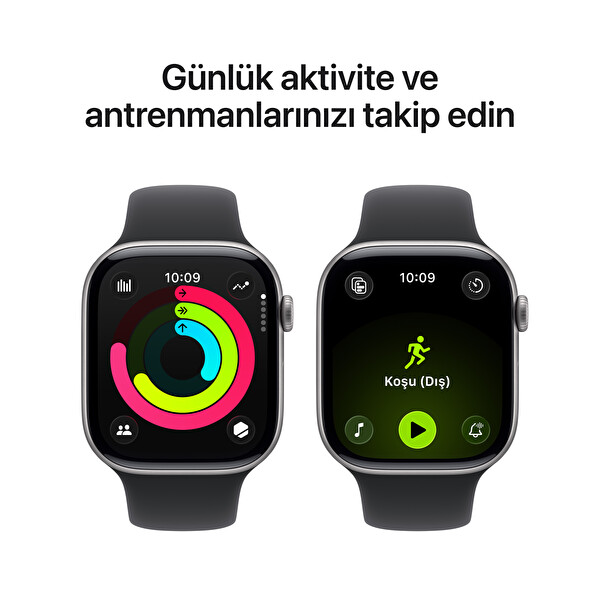 Apple Watch Series 11 GPS 46mm Uzay Grisi Alüminyum Kasa ve Siyah Spor Kordon - M/L