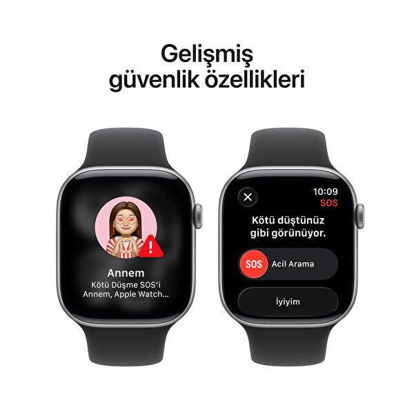 Apple Watch Series 11 GPS 46mm Uzay Grisi Alüminyum Kasa ve Siyah Spor Kordon - M/L