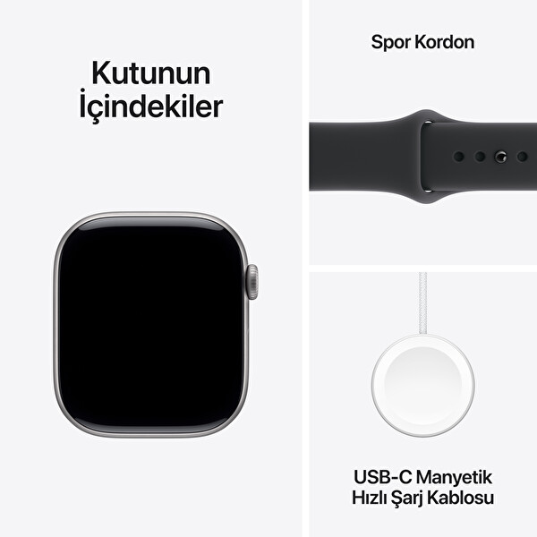 Apple Watch Series 11 GPS 46mm Uzay Grisi Alüminyum Kasa ve Siyah Spor Kordon - M/L
