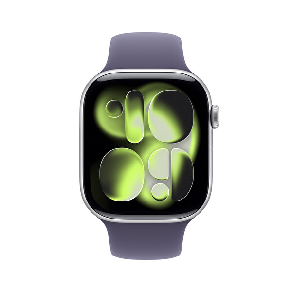 Apple Watch Series 11 GPS 46mm Gümüş Alüminyum Kasa ve Sis Moru Spor Kordon - S/M