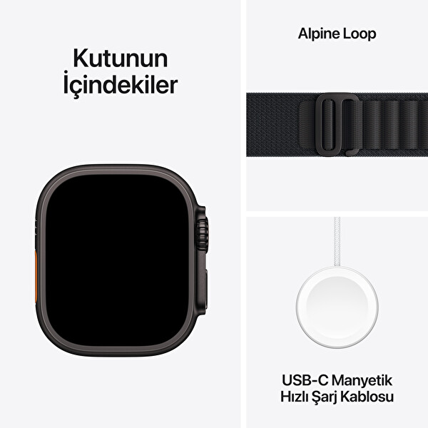 Apple Watch Ultra 3 GPS + Cellular 49mm Siyah Titanyum Kasa ve Siyah Alpine Loop - Küçük