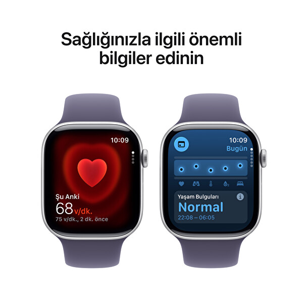 Apple Watch Series 11 GPS 46mm Gümüş Alüminyum Kasa ve Sis Moru Spor Kordon - M/L
