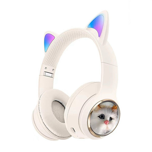 Shaza Kulak Üstü Bluetooth Kedili Çocuk Kulaklık Pembe