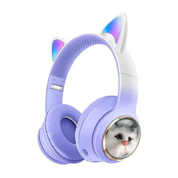 Shaza Kulak Üstü Bluetooth Kedili Çocuk Kulaklık Mor