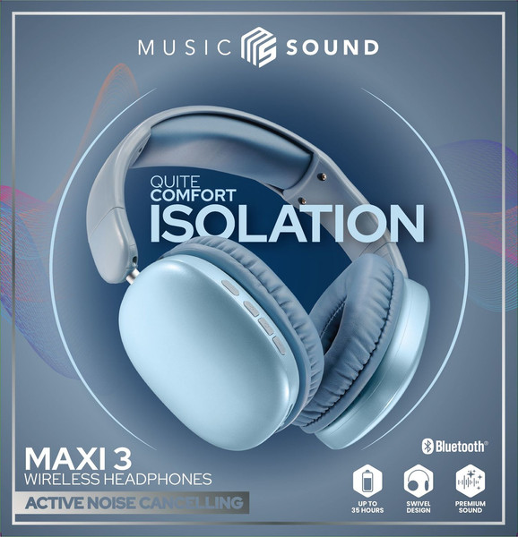 Cellular Line Musıc Sound Maxi 3 Anc Özellikli Katlanabilir Kulak Üstü Bt Kulaklık Mavi 2