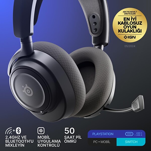 SteelSeries Arctis Nova 7P Gen 2 Kablosuz Gaming Kulaklık - Siyah