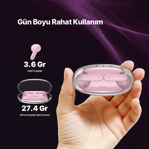 Ttec 2Km170Pp Airbeat Glace Tws Bluetooth Kulaklık Pudra Pembesi 5