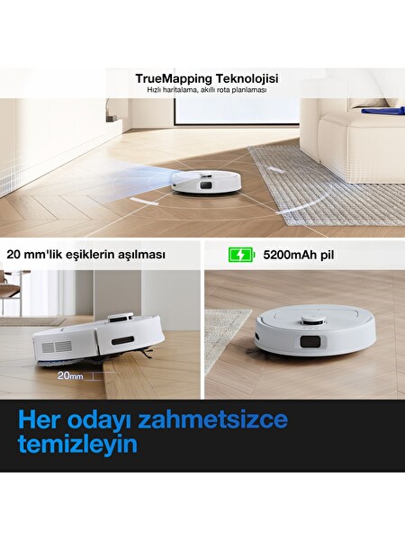 Ecovacs Deebot N20E Beyaz Robot Süpürge ve Paspas