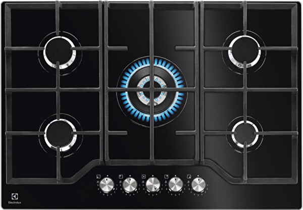 Electrolux KGG75362K 600 Serisi StepPower 75 cm Döküm Izgaralı WOK Bekli Siyah Cam Gazlı Ankastre Ocak 2