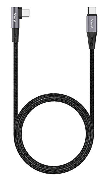 Tditec 2DK63S AlumiCable USB-C USB-C 60W PD/QC Gamer Oyuncu 1.5 M Hızlı Şarj/Data Kablosu Siyah