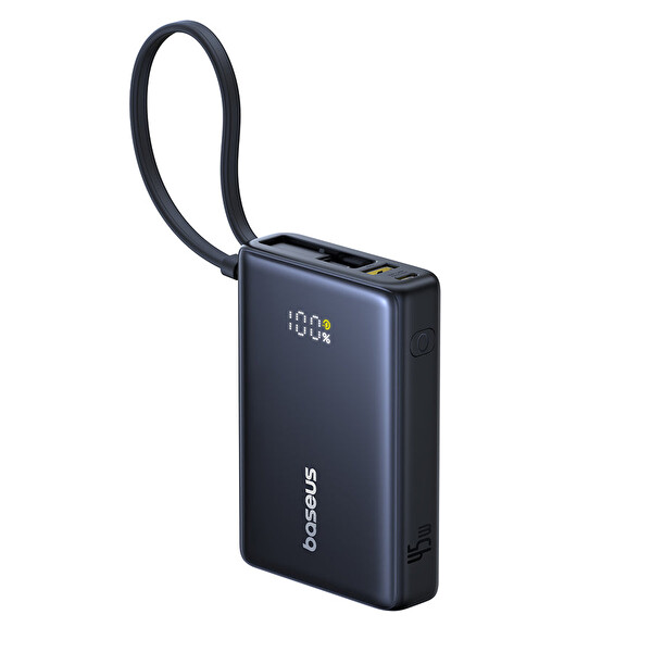 Baseus PicoGo Serisi 10KmAh 45W Type-C Kablo Siyah Powerbank