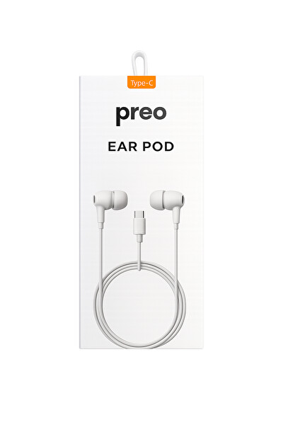 Preo Ear Pod Type C Kulakiçi Silikonlu Kulaklık Beyaz 2