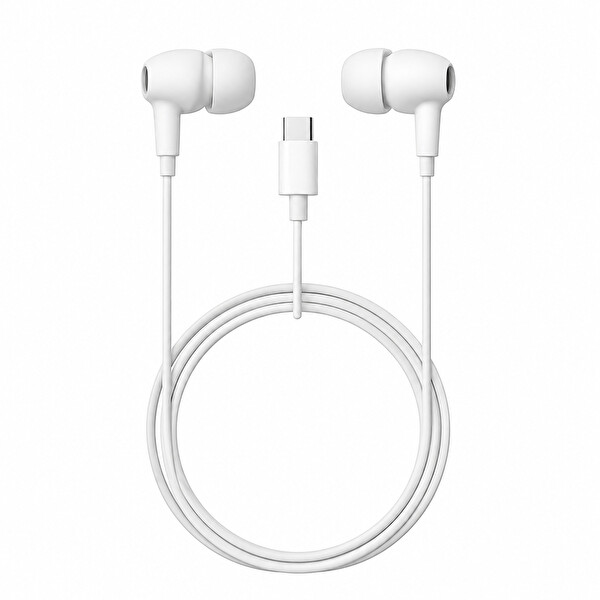 Preo Ear Pod Type C Kulakiçi Silikonlu Kulaklık Beyaz 4
